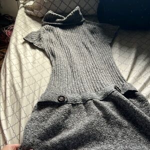 Gray Knit Turtleneck Dress